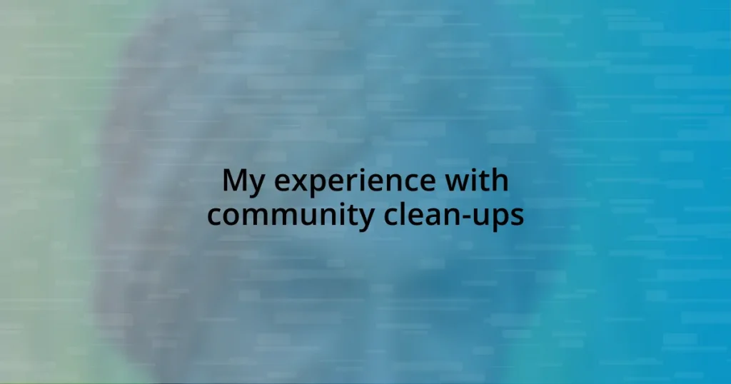 My experience with community clean-ups