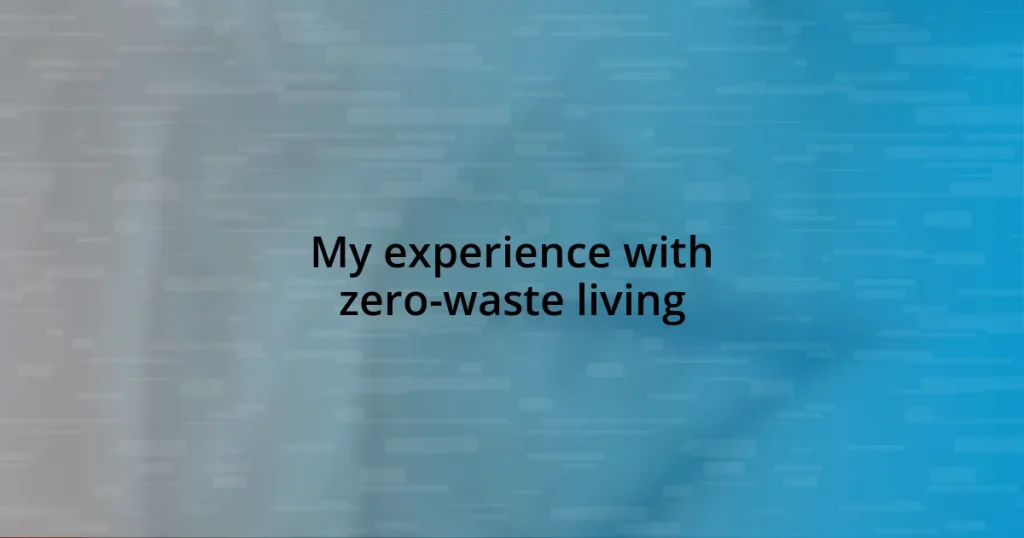 My experience with zero-waste living