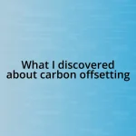 What I discovered about carbon offsetting