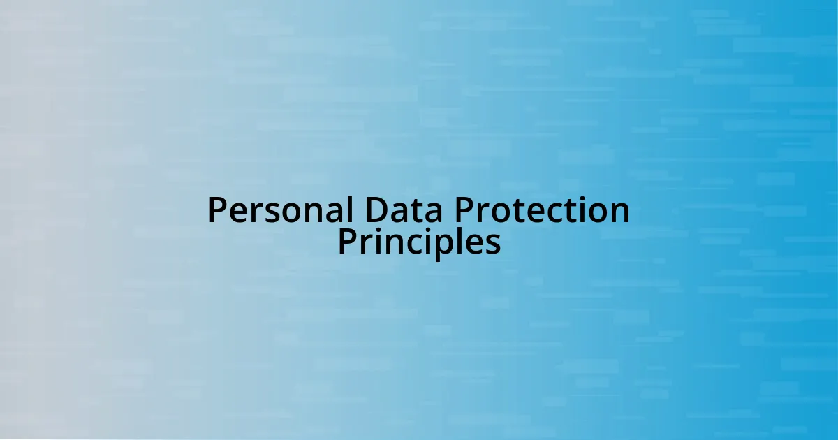 Personal Data Protection Principles