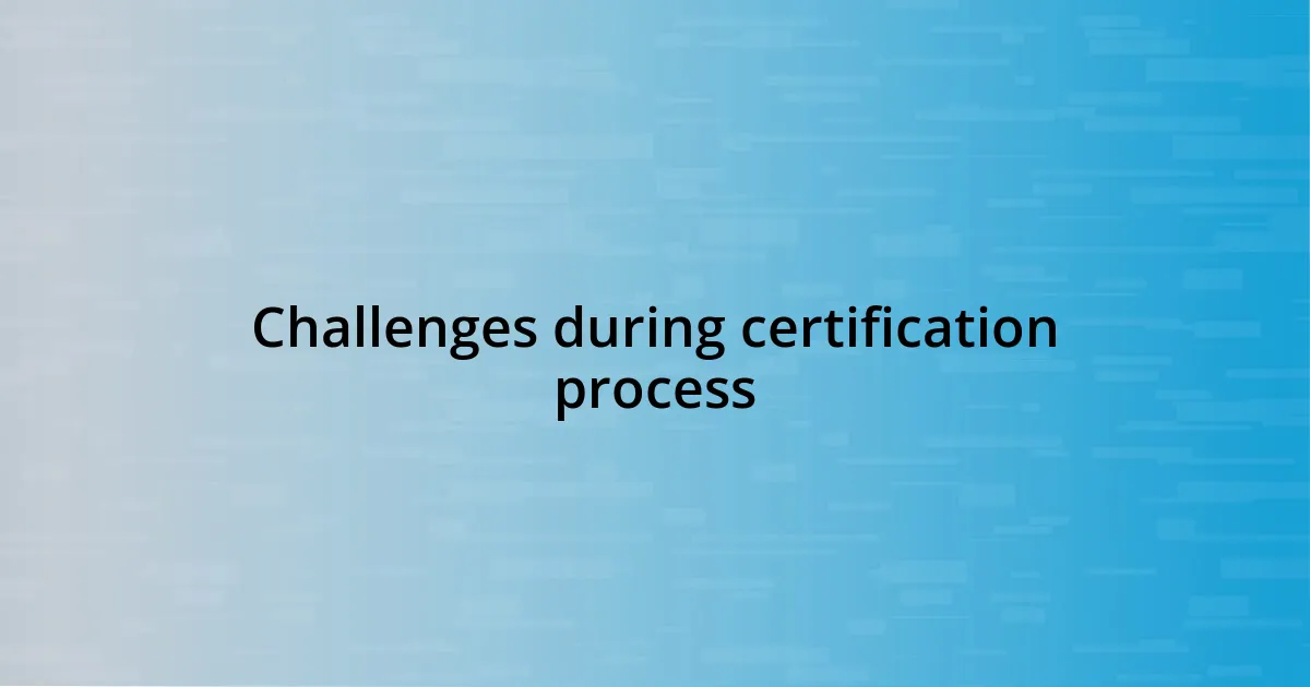 Challenges during certification process