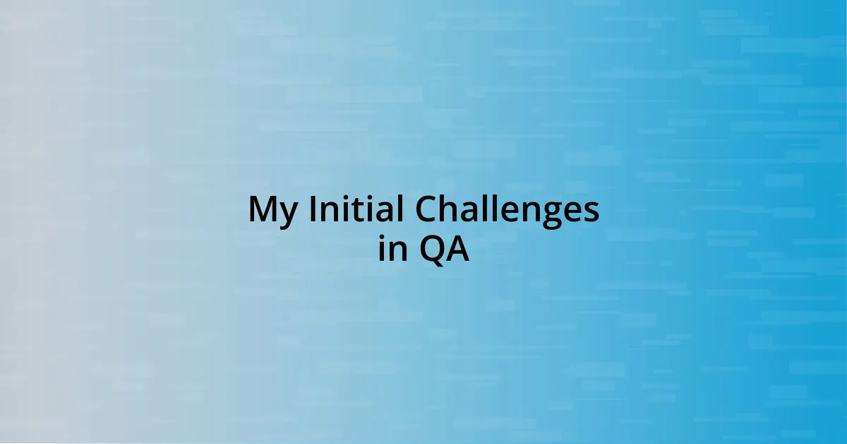 My Initial Challenges in QA