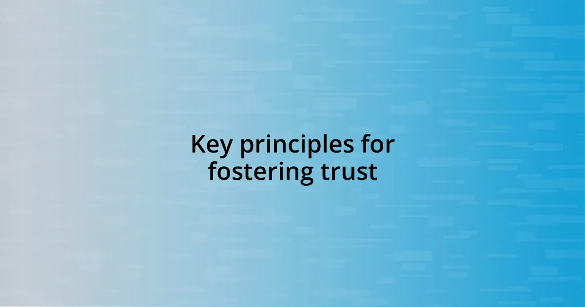 Key principles for fostering trust