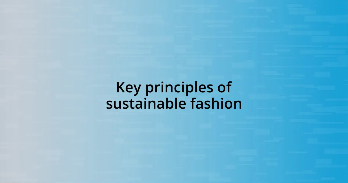 Key principles of sustainable fashion