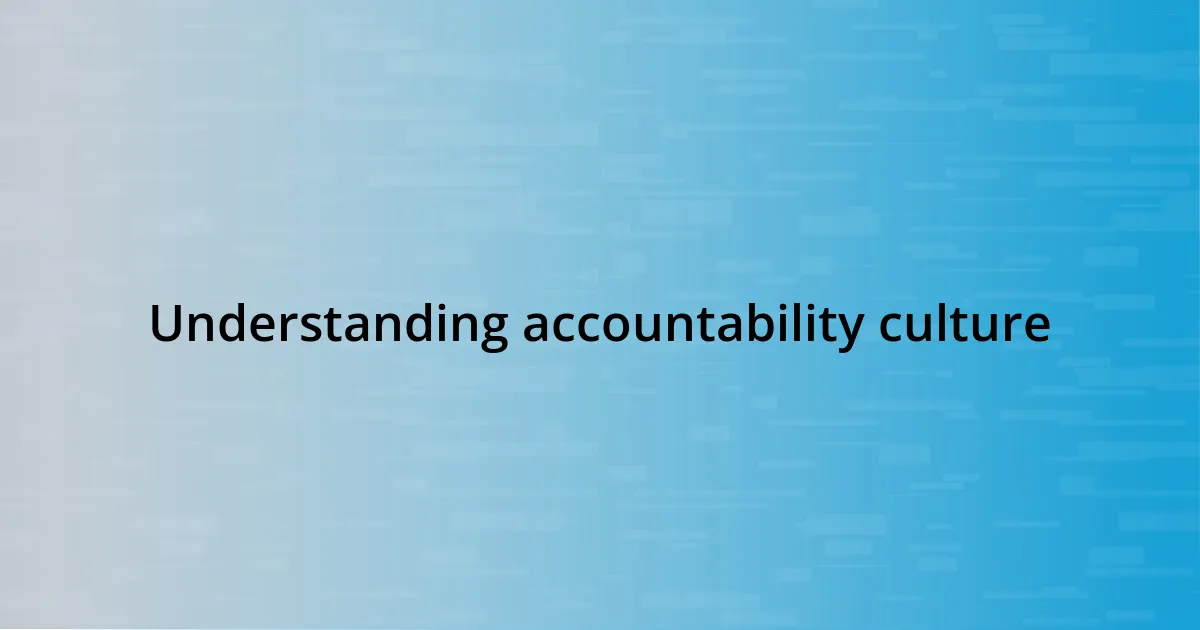 Understanding accountability culture