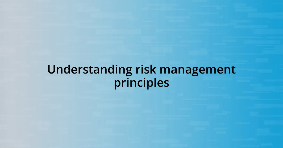 Understanding risk management principles